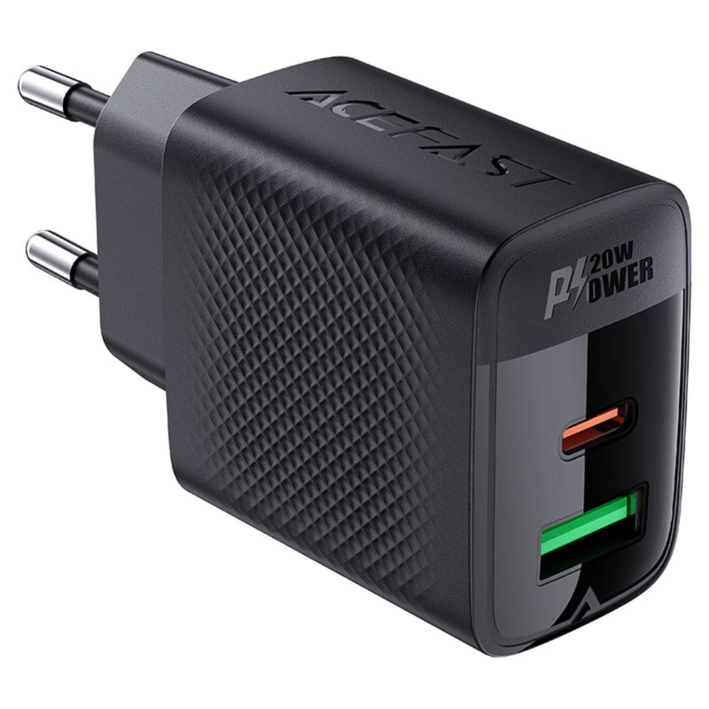 Acefast - Wall Charger (A78) - GaN, Fast Charging, USB, Type-C, PD20W, 5V/3A, Smart Chip - Black
