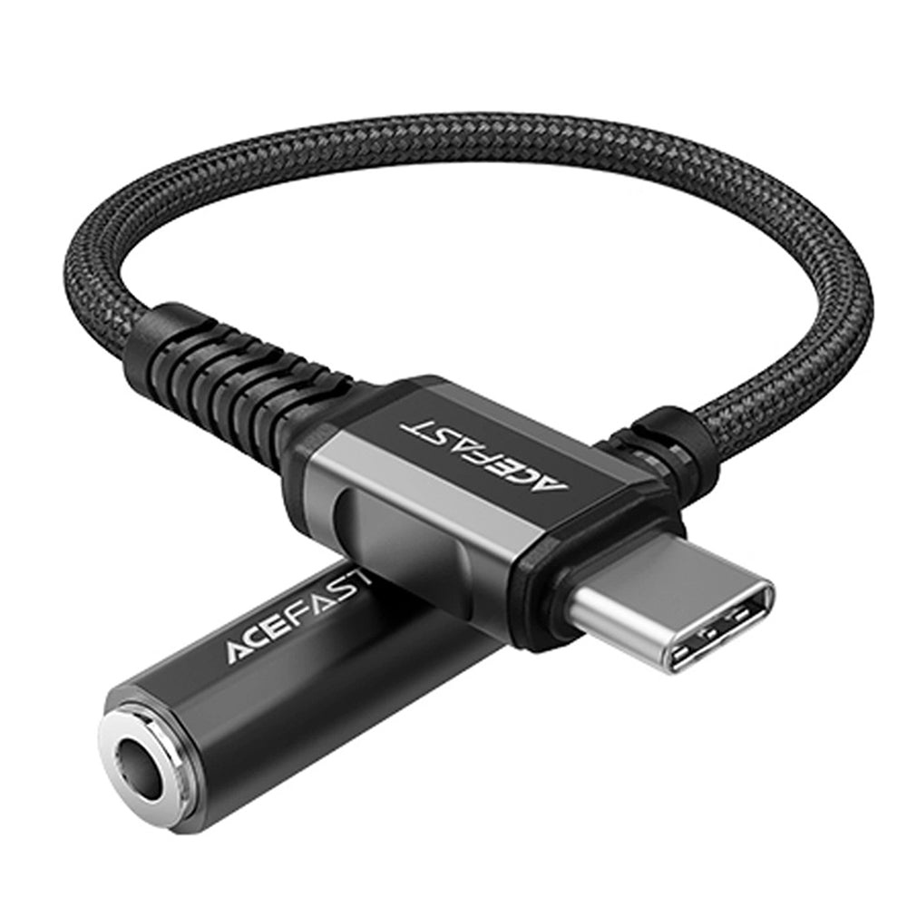Acefast - Audio Cable Adapter (C1-07) - Type-C to Jack 3.5mm Female, Hi-Fi, DAC Digital Decoding, Nylon Braid, 0.18m - Black