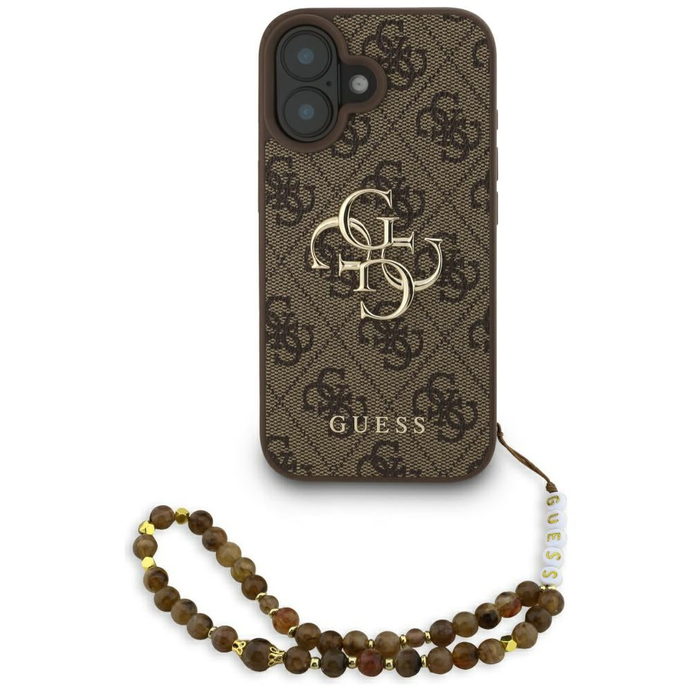 Guess - Hardcase 4G Classic Logo with Strap (GUHCP16SP4GMGSW) - iPhone 16 - Brown