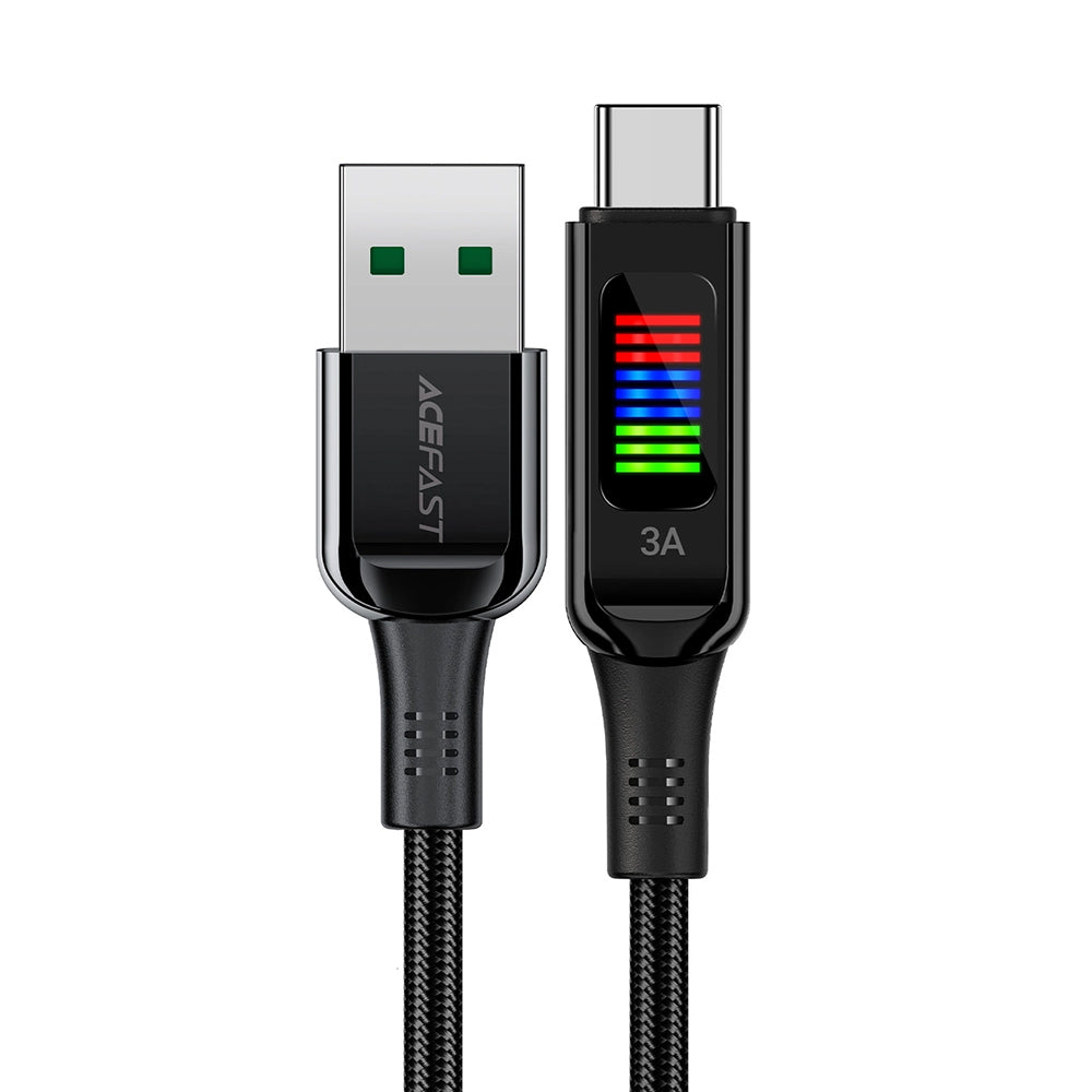 Acefast - Data Cable (C7-04) - USB to Type-C, Fast Charging, 3A, Braided Nylon, 25.000 Bends, 1.2m - Black