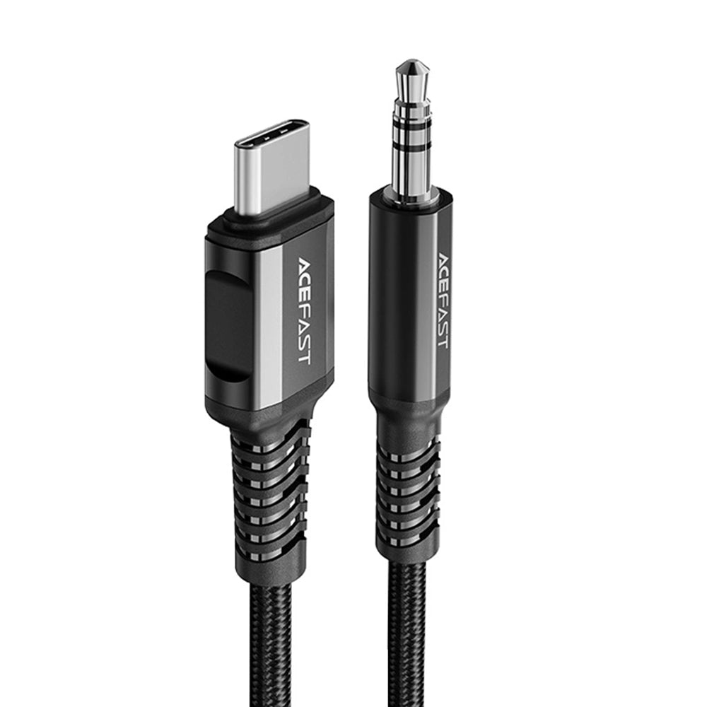 Acefast - Audio Cable Adapter (C1-08) - Type-C to Jack 3.5mm Male, Hi-Fi, DAC Digital Decoding, Nylon Braided, 1.2m - Black