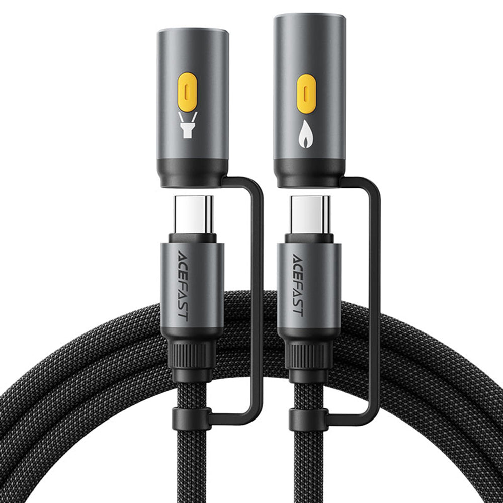 Acefast - Data Cable (J4) - Multifunction, Fast Charging, Type-C/LED Light to Type-C/Cigarette Lighter, 60W, 3A, 1.2m - Black
