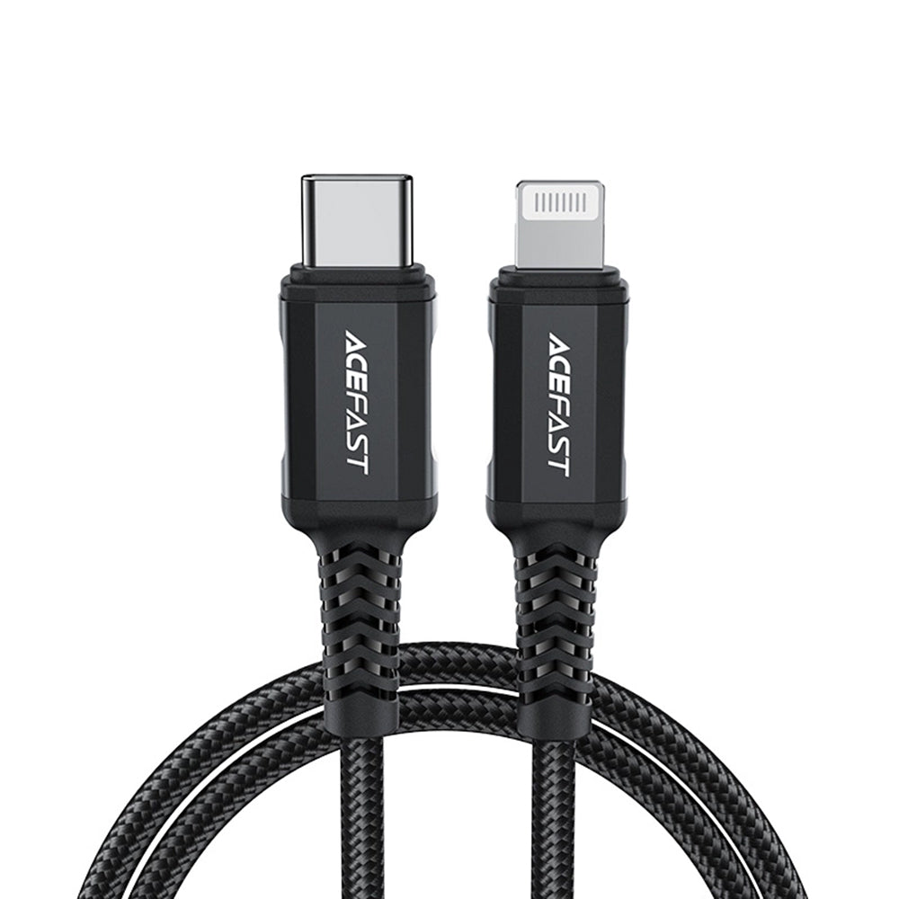 Acefast - Data Cable (C4-01) - Fast Charging, Type-C to Lightning, 30W, 3A, Aluminum Alloy, 1.8m - Black