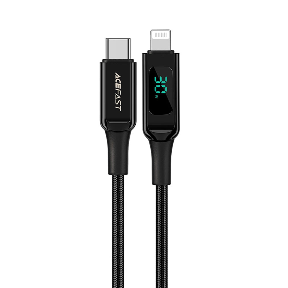 Acefast - Data Cable (C6-01) - Type-C to Lightning, Fast Charging, 3A, LED Display, 1.2m - Black