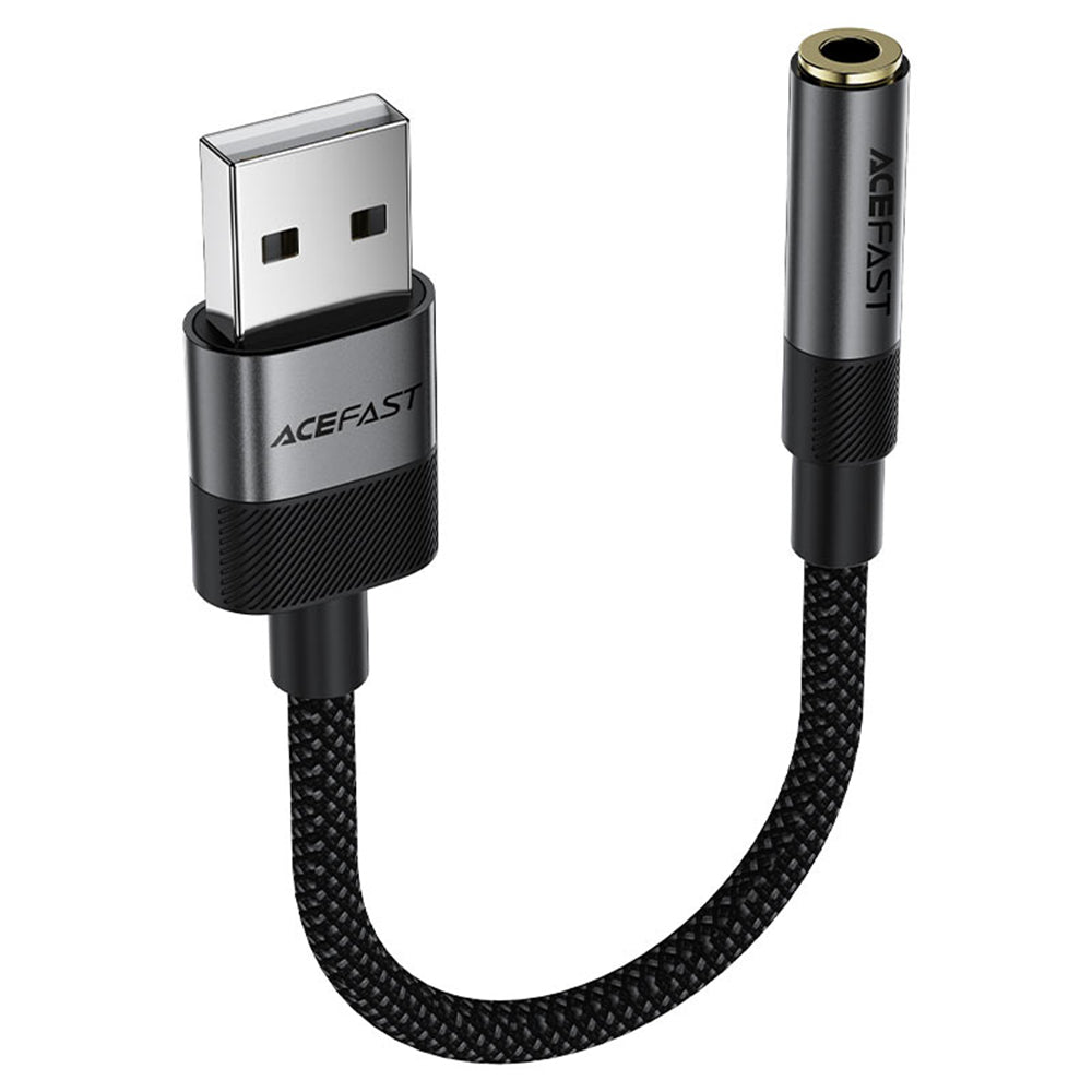 Acefast - Audio Adapter (J13) - USB Male to Jack 3.5mm Female, Plug & Play, High-fidelity Sound, No Delay, 15cm - Black