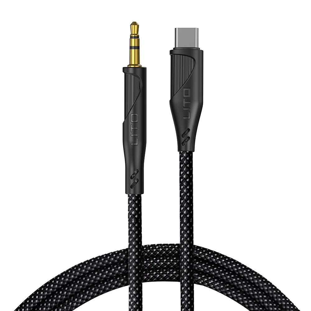 Lito - Audio Cable Adapter (LA02) - Type-C to Jack 3.5mm, Zero Signal Loss, Nylon-braided, 1m - Black