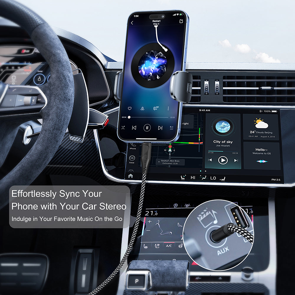 Lito - Audio Cable Adapter (LA02) - Type-C to Jack 3.5mm, Zero Signal Loss, Nylon-braided, 1m - Black