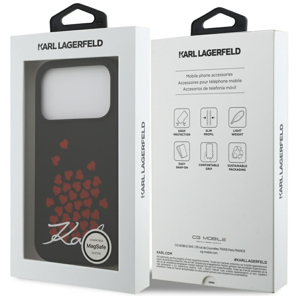 Karl Lagerfeld - Silicone Heart Sign Logo MagSafe (KLHMP17LSMHBKSOK) - iPhone 17 Pro - Black