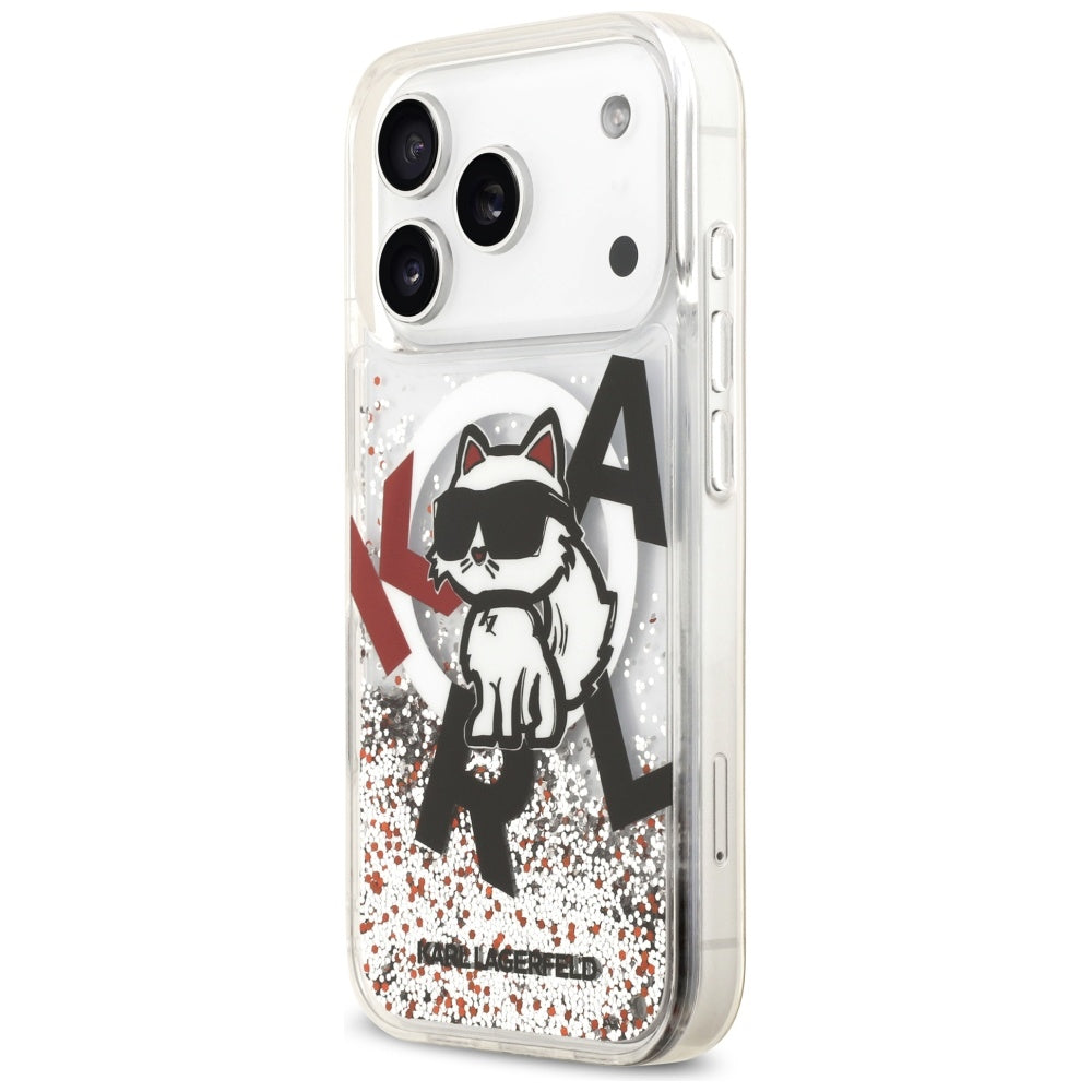 Karl Lagerfeld - Liquid Glitter Choupette Logo MagSafe (KLHMP17LLCHSCTDT) - iPhone 17 Pro - Clear