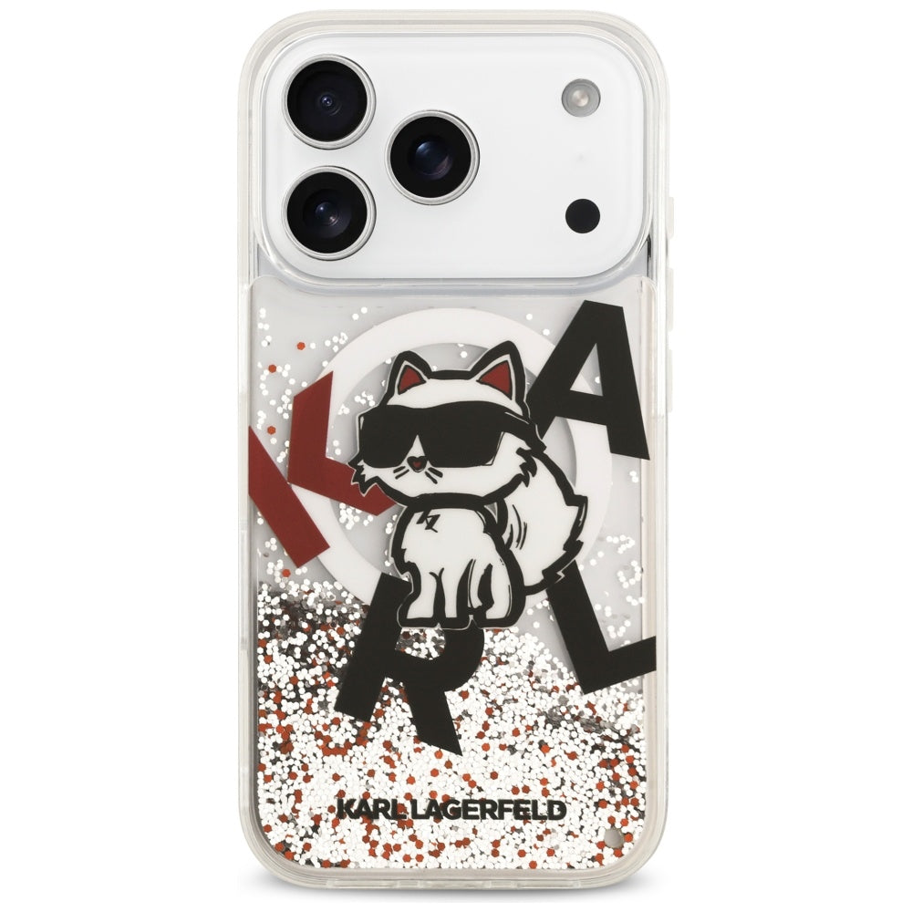 Karl Lagerfeld - Liquid Glitter Choupette Logo MagSafe (KLHMP17LLCHSCTDT) - iPhone 17 Pro - Clear