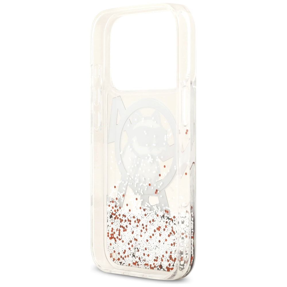 Karl Lagerfeld - Liquid Glitter Choupette Logo MagSafe (KLHMP17LLCHSCTDT) - iPhone 17 Pro - Clear