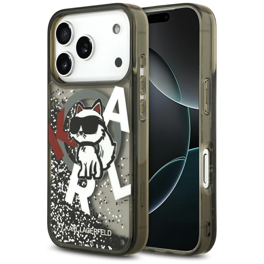 Karl Lagerfeld - Liquid Glitter Choupette Logo MagSafe (KLHMP17LLCHSCTDK) - iPhone 17 Pro - Black