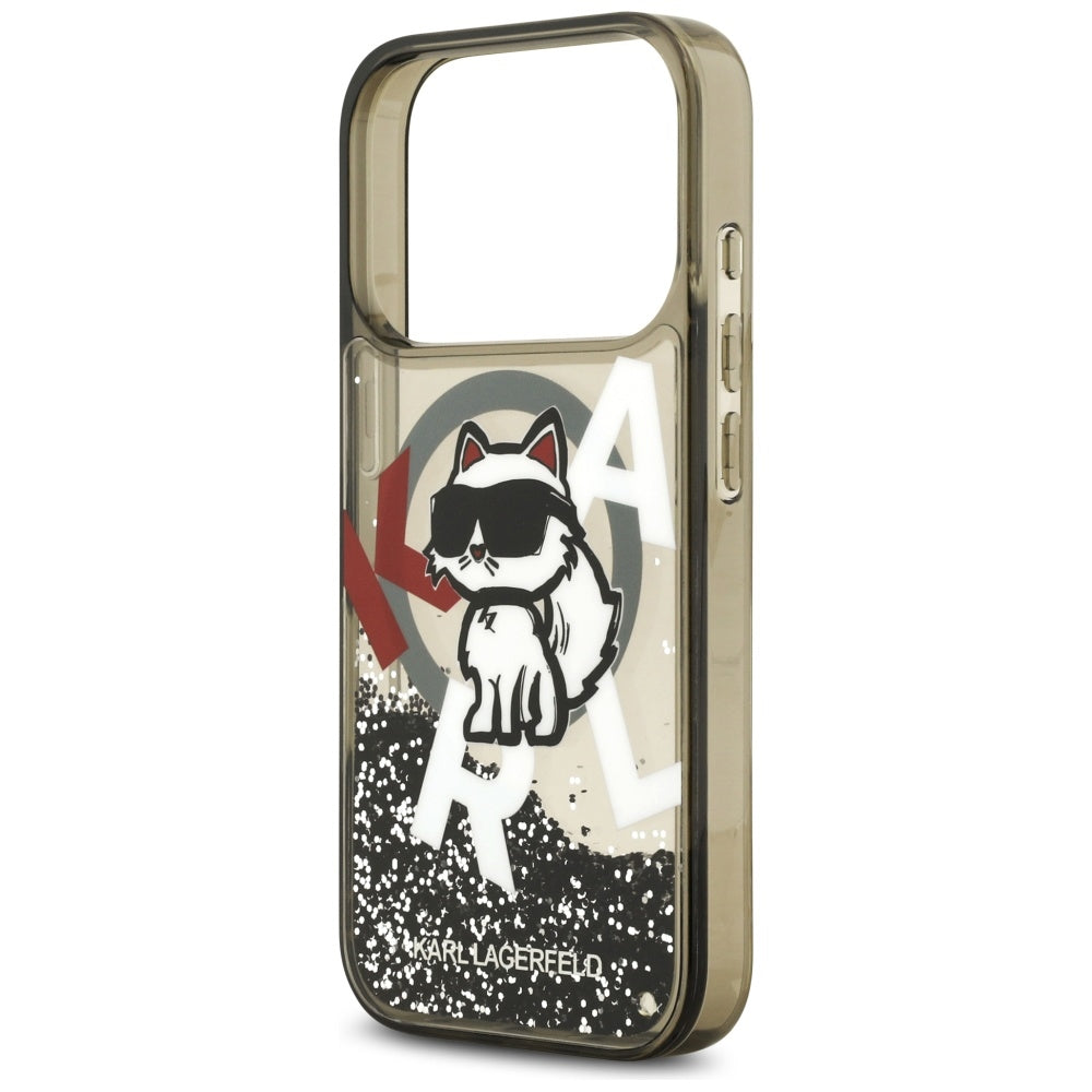 Karl Lagerfeld - Liquid Glitter Choupette Logo MagSafe (KLHMP17LLCHSCTDK) - iPhone 17 Pro - Black