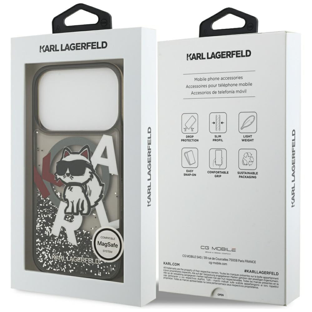 Karl Lagerfeld - Liquid Glitter Choupette Logo MagSafe (KLHMP17LLCHSCTDK) - iPhone 17 Pro - Black