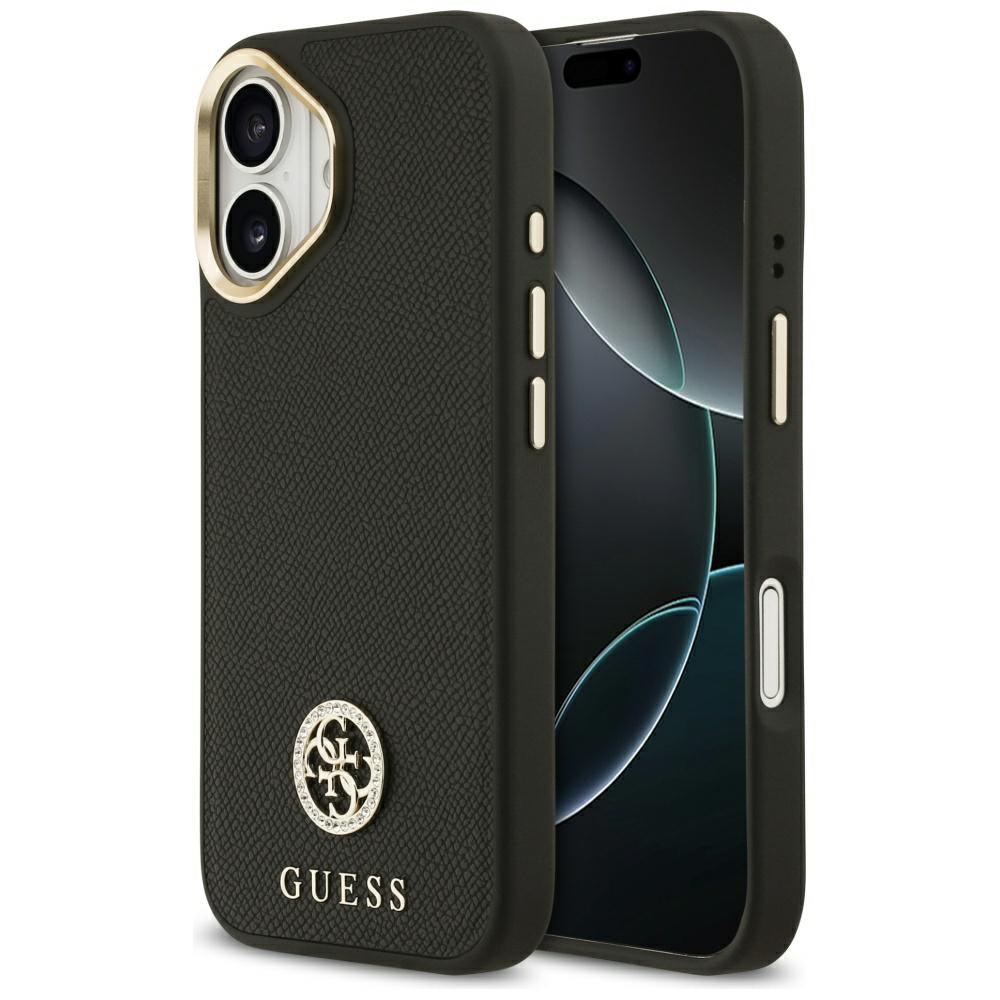 Guess - Grained Strass Logo MagSafe (GUHMP17SPGCRMDEK) - iPhone 17 - Black