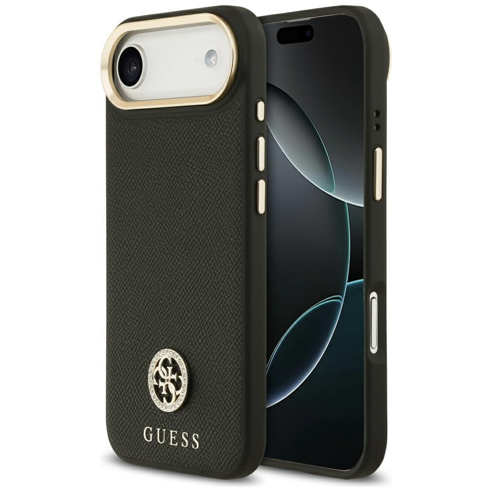 Guess - Grained Strass Logo MagSafe (GUHMP17MPGCRMDEK) - iPhone 17 Air - Black