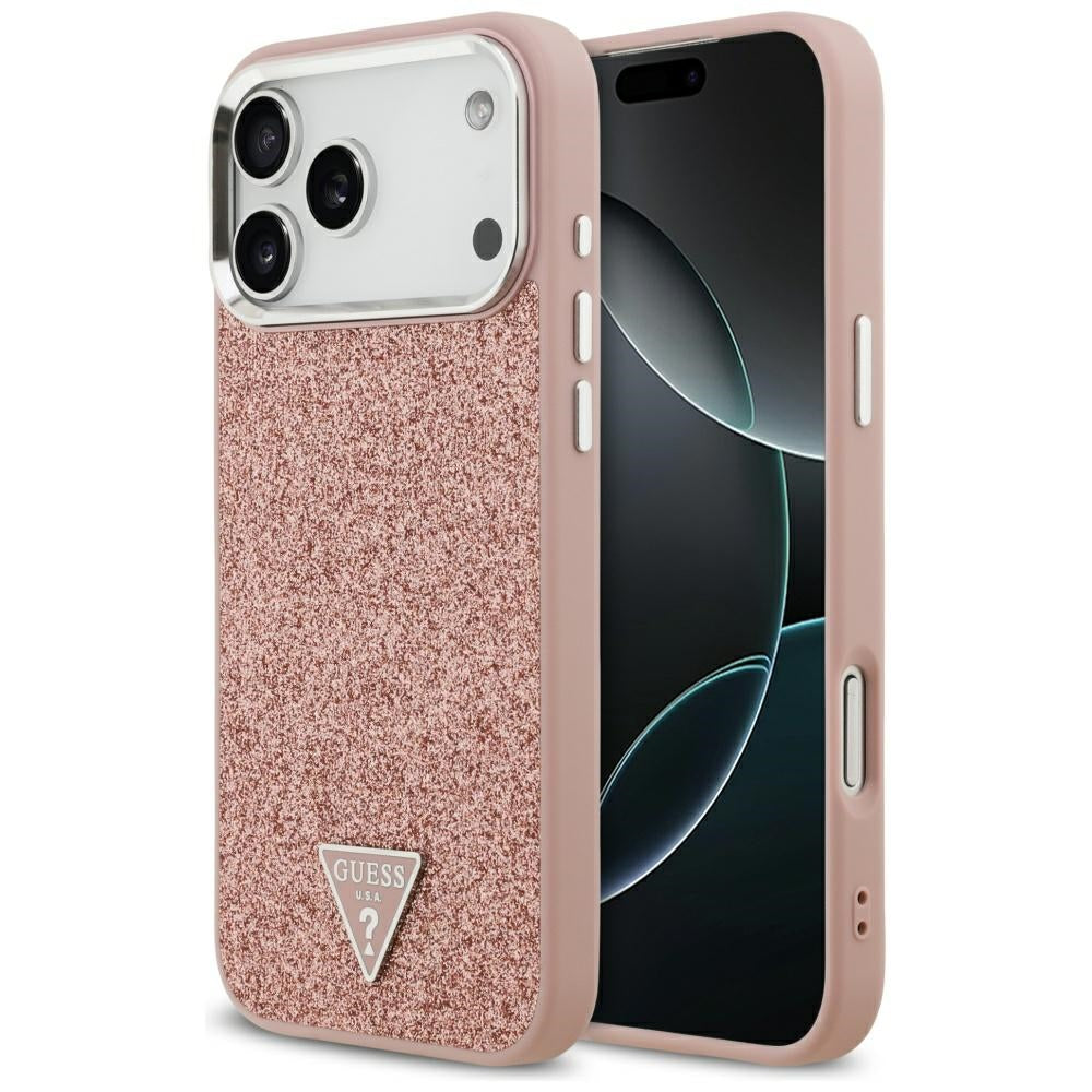 Guess - Glitter Triangle Logo MagSafe (GUHMP17XPFGTSCMP) - iPhone 17 Pro Max - Pink