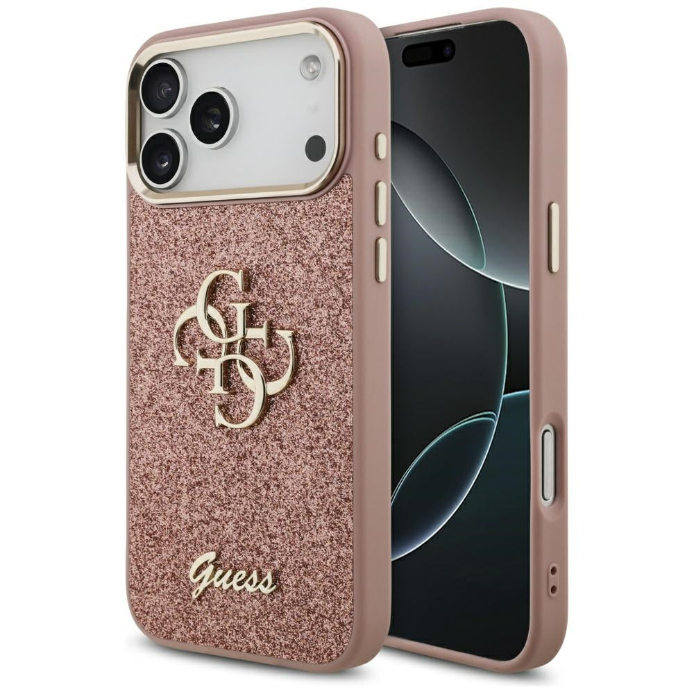 Guess - Fixed Glitter Big 4G Metal Frame (GUHCP17XHG4SGCP) - iPhone 17 Pro Max - Pink