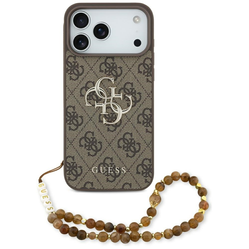Guess - Hardcase 4G Classic Logo with Pearl Strap (GUHCP17XP4GMGSW) - iPhone 17 Pro Max - Brown
