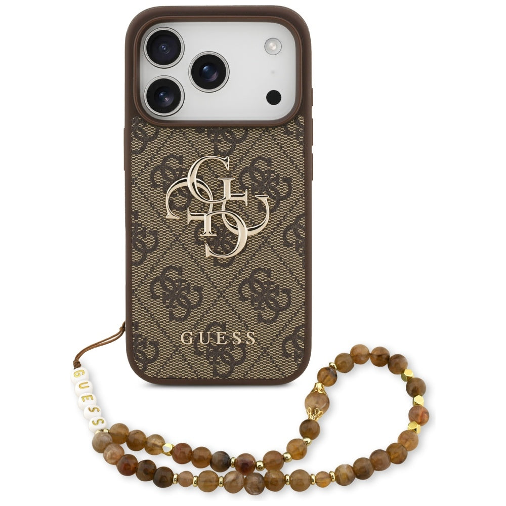 Guess - Hardcase 4G Classic Logo with Pearl Strap (GUHCP17LP4GMGSW) - iPhone 17 Pro - Brown
