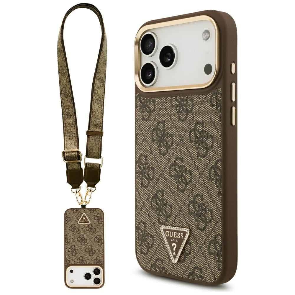 Guess - 4G Triangle Logo with Big Strap Metal Button MagSafe (GUHMP17XP4G4TCSW) - iPhone 17 Pro Max - Brown