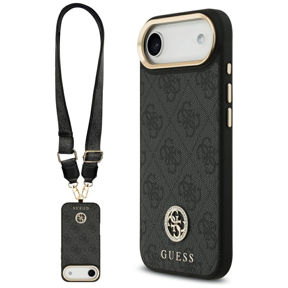 Guess - 4G Strass Logo with Big Strap Metal Button MagSafe (GUHMP17MP4G4DCSK) - iPhone 17 Air - Black
