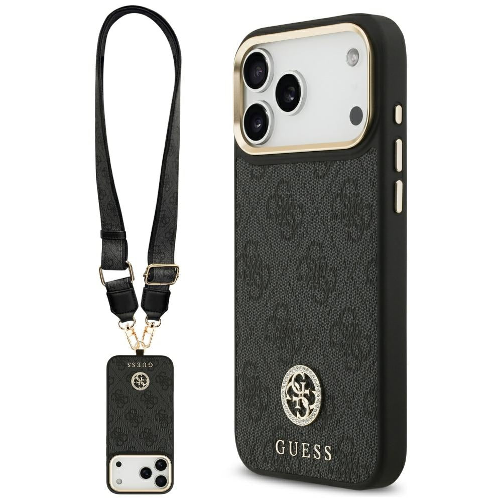 Guess - 4G Strass Logo with Big Strap Metal Button MagSafe (GUHMP17XP4G4DCSK) - iPhone 17 Pro Max - Black