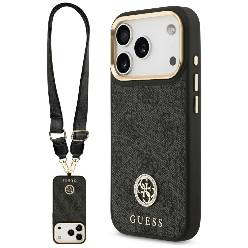 Guess - 4G Strass Logo with Big Strap Metal Button MagSafe (GUHMP17LP4G4DCSK) - iPhone 17 Pro - Black