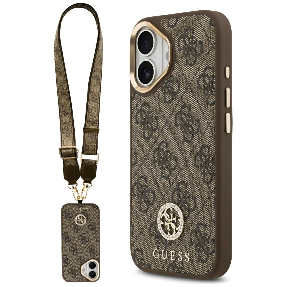 Guess - 4G Strass Logo with Big Strap Metal Button MagSafe (GUHMP17SP4G4DCSW) - iPhone 17 - Brown
