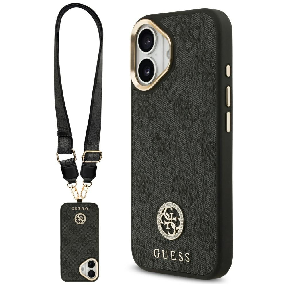 Guess - 4G Strass Logo with Big Strap Metal Button MagSafe (GUHMP17SP4G4DCSK) - iPhone 17 - Black