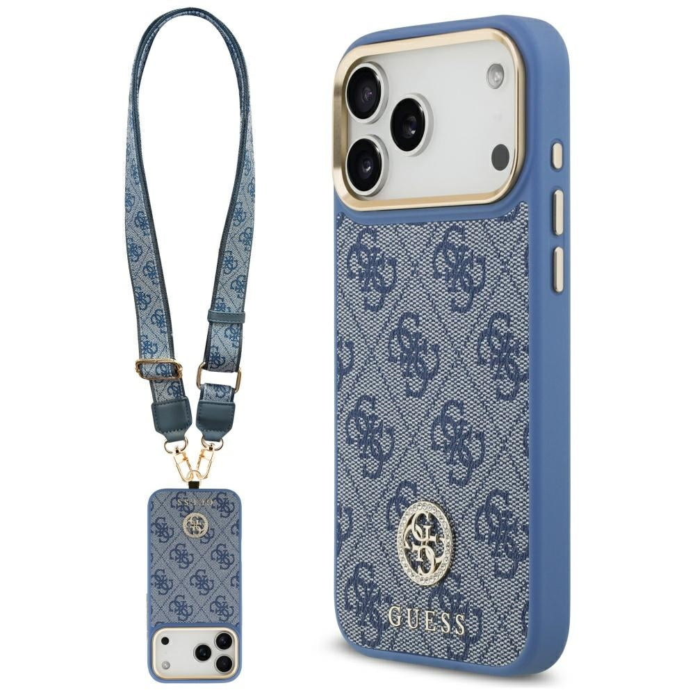 Guess - 4G Strass Logo with Big Strap Metal Button MagSafe (GUHMP17XP4G4DCSB) - iPhone 17 Pro Max - Blue