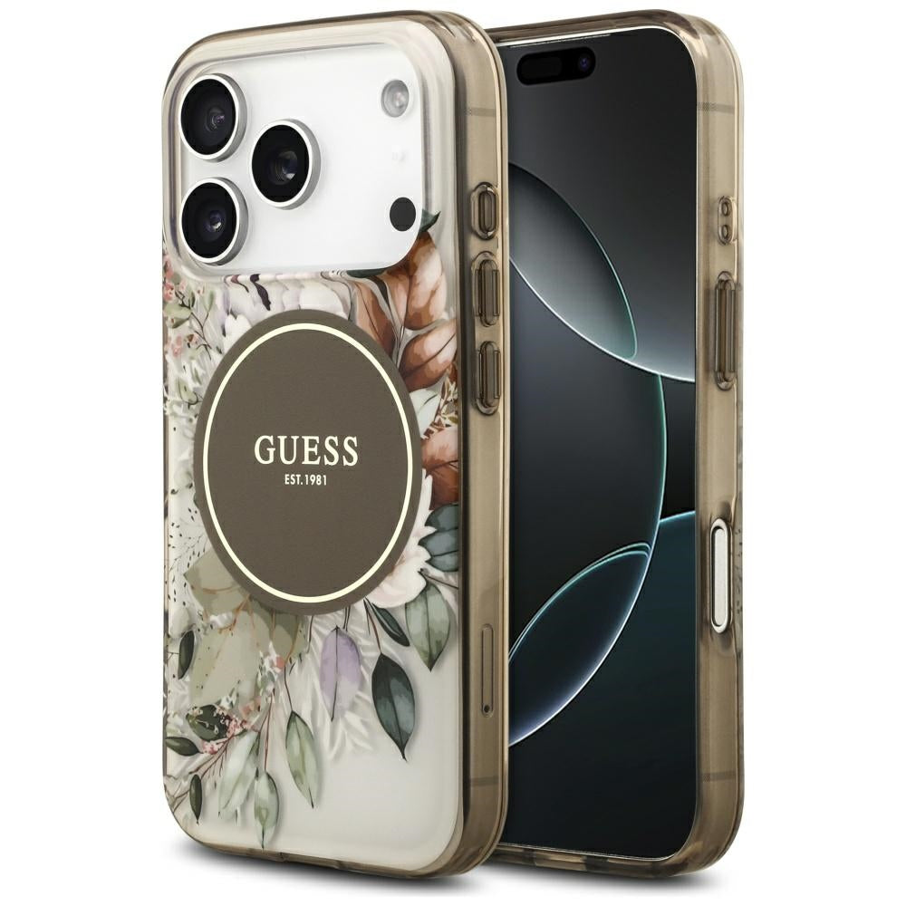 Guess - IML Flower & Tonal Circle MagSafe (GUHMP17XHFWBDCEW) - iPhone 17 Pro Max - Brown