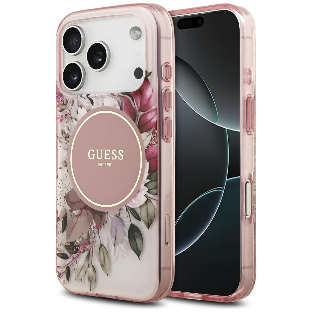 Guess - IML Flower & Tonal Circle MagSafe (GUHMP17XHFWBDCEP) - iPhone 17 Pro Max - Pink