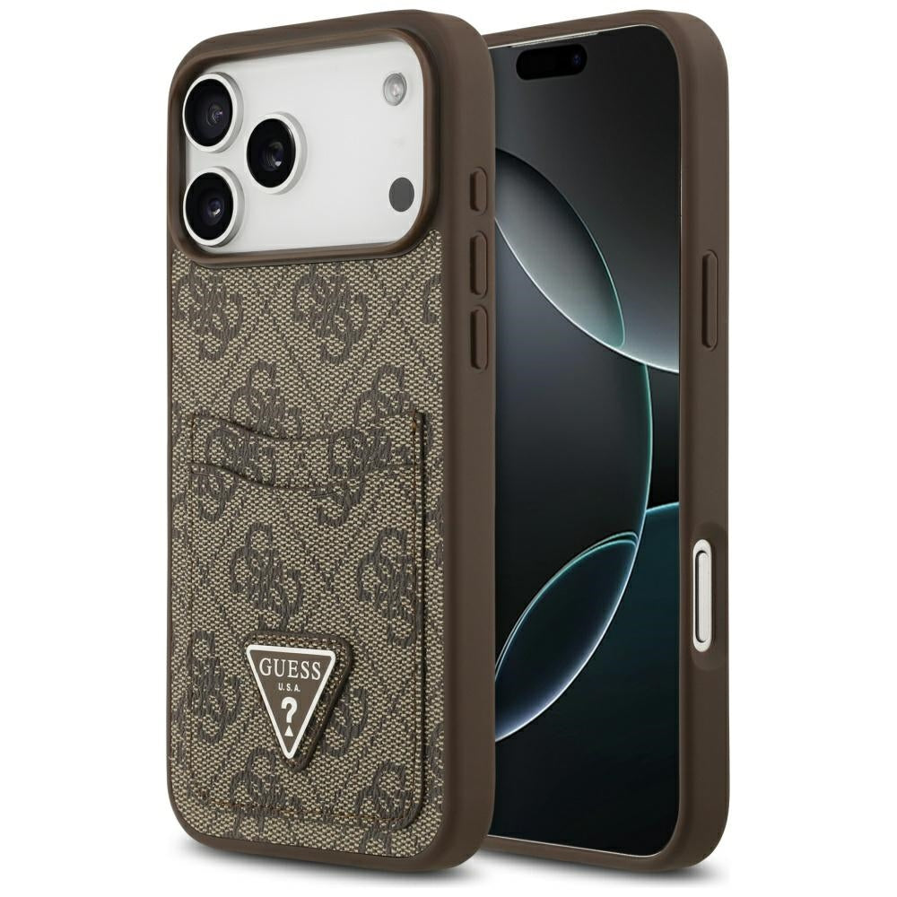 Guess - Hardcase 4G Double Card Triangle (GUHCP17XP4TPW) - iPhone 17 Pro Max - Brown