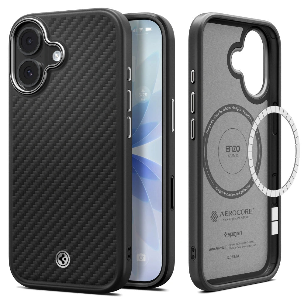 Spigen - Enzo Aramid "T" MagSafe - iPhone 17 - Black / Silver
