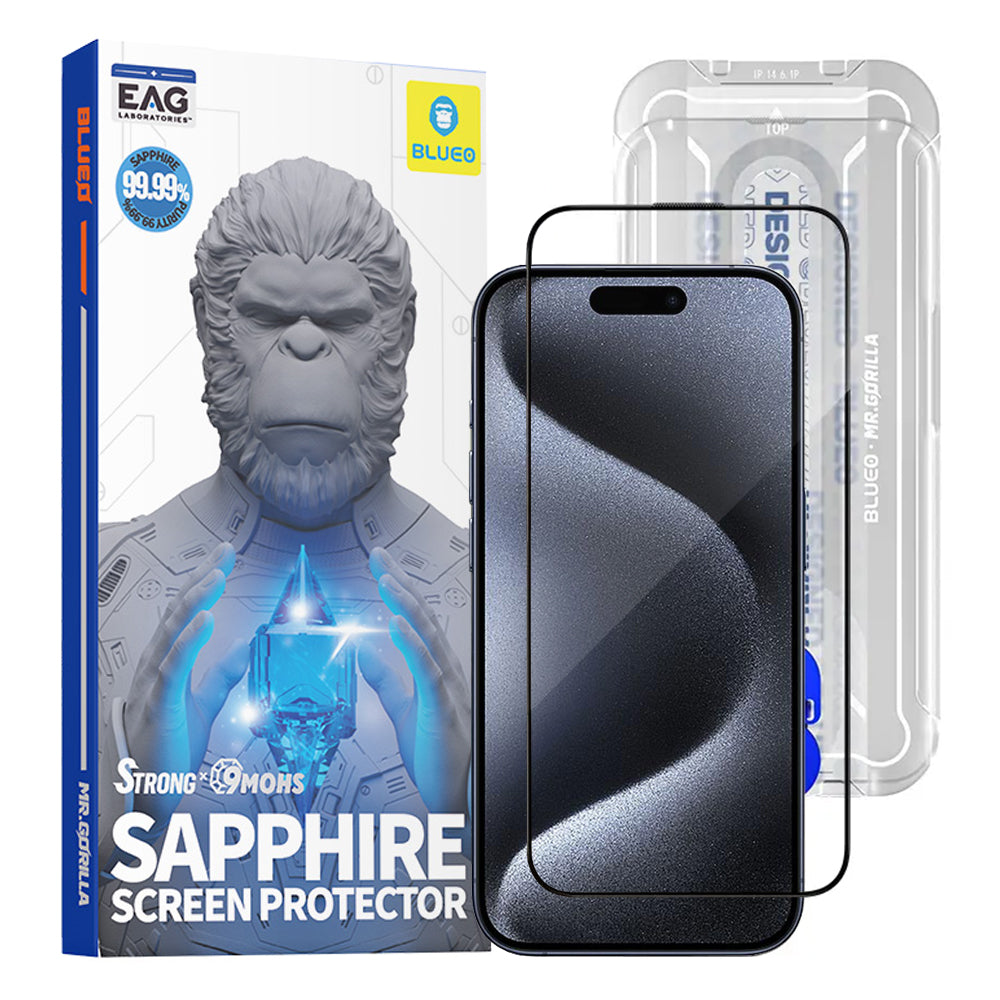 Blueo - Premium Sapphire Non Breaking / Scratching 9H Glass - iPhone 15 Pro - Black