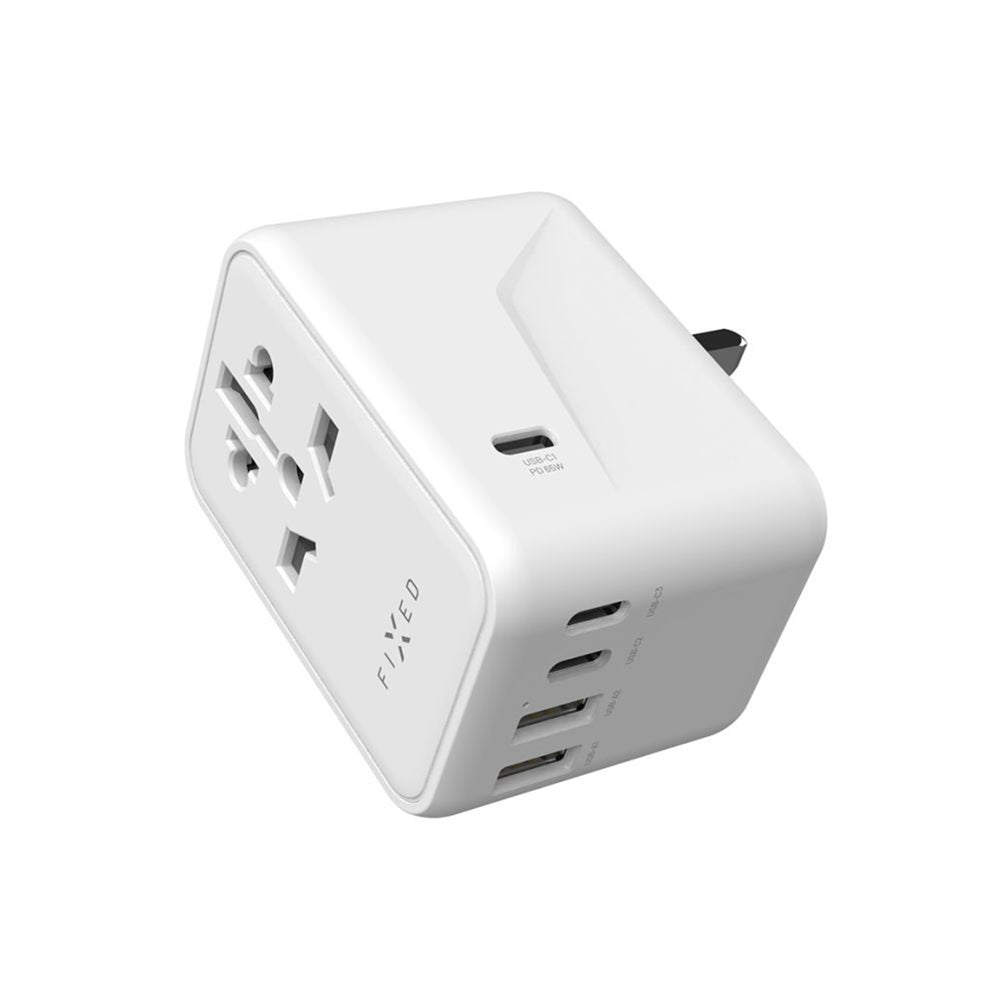 Fixed - Travel Adapter Voyager (FIXCT65-3C2A-WH) - EU, UK, USA/AUS, 2x USB, 3x Type-C, GaN, PD 65W, 10A/2500W - White