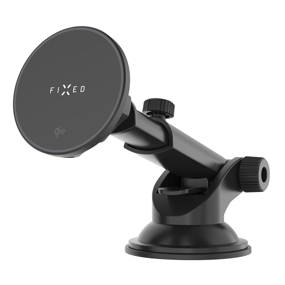 Fixed - Car Holder MagRound 2 XL (FIXMRO2-XL-BK) - MagSafe for Dashboard, Fast Wireless Charging, 15W, Qi2, Type-C - Black