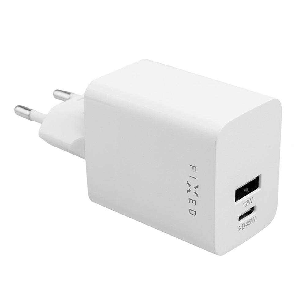 Fixed - Wall Charger Mini (FIXC45M-CU-WH) - Fast Charge, USB, Type-C, PD 3.0, 45W, Compact Size - White