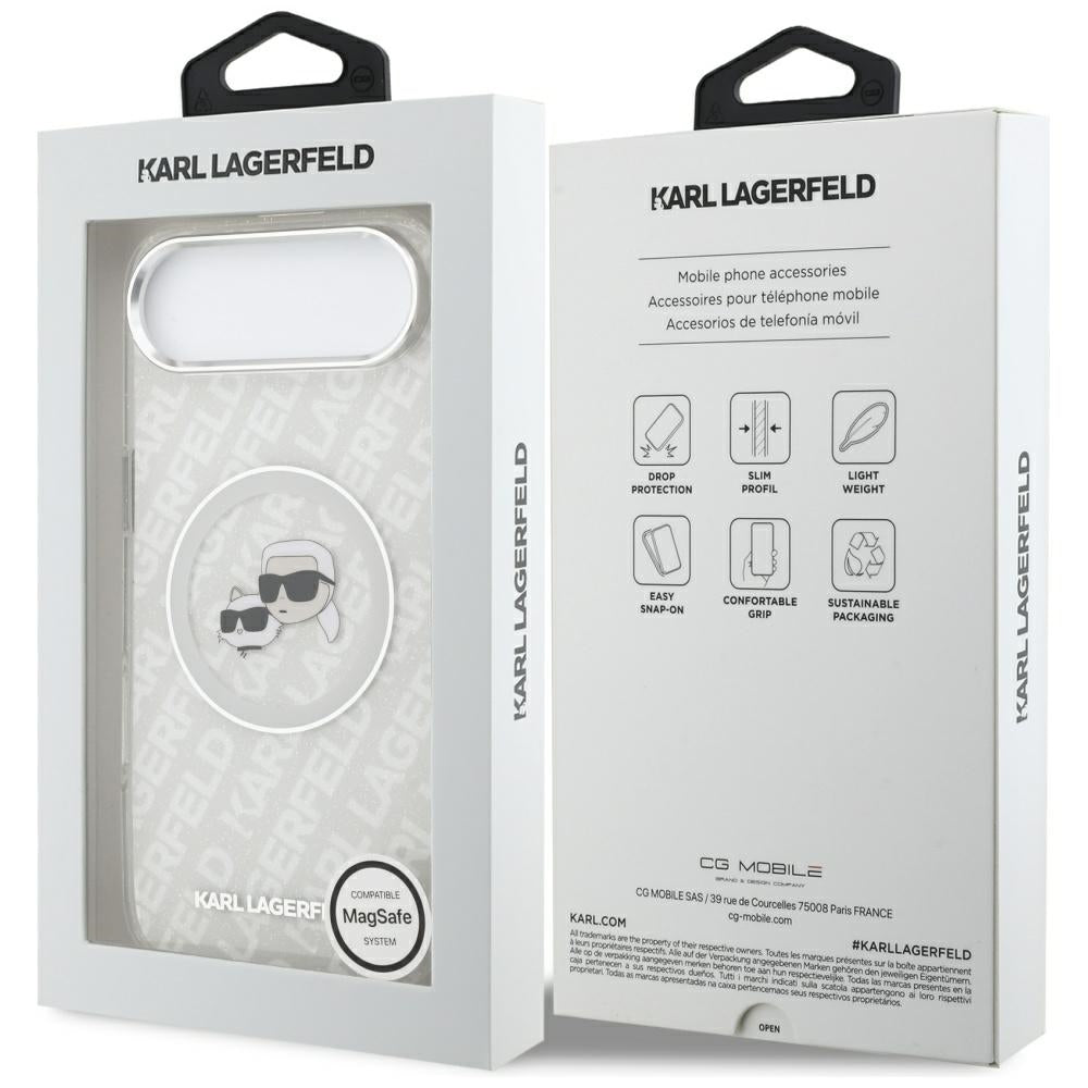 Karl Lagerfeld - IML Glitter K&C Heads Logo MagSafe (KLHMP17MHMKBKCHOG) - iPhone 17 Air - Grey