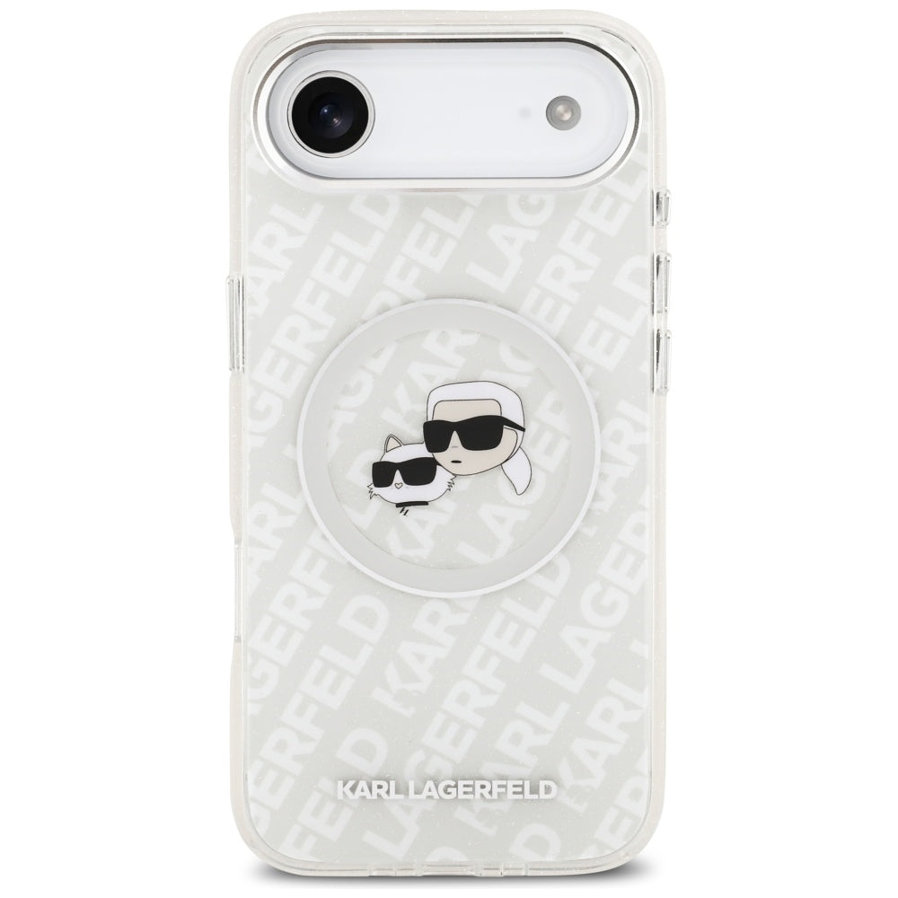 Karl Lagerfeld - IML Glitter K&C Heads Logo MagSafe (KLHMP17MHMKBKCHOG) - iPhone 17 Air - Grey