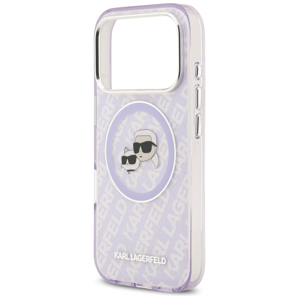 Karl Lagerfeld - IML Glitter K&C Heads Logo MagSafe (KLHMP17LHMKBKCHOU) - iPhone 17 Pro - Purple