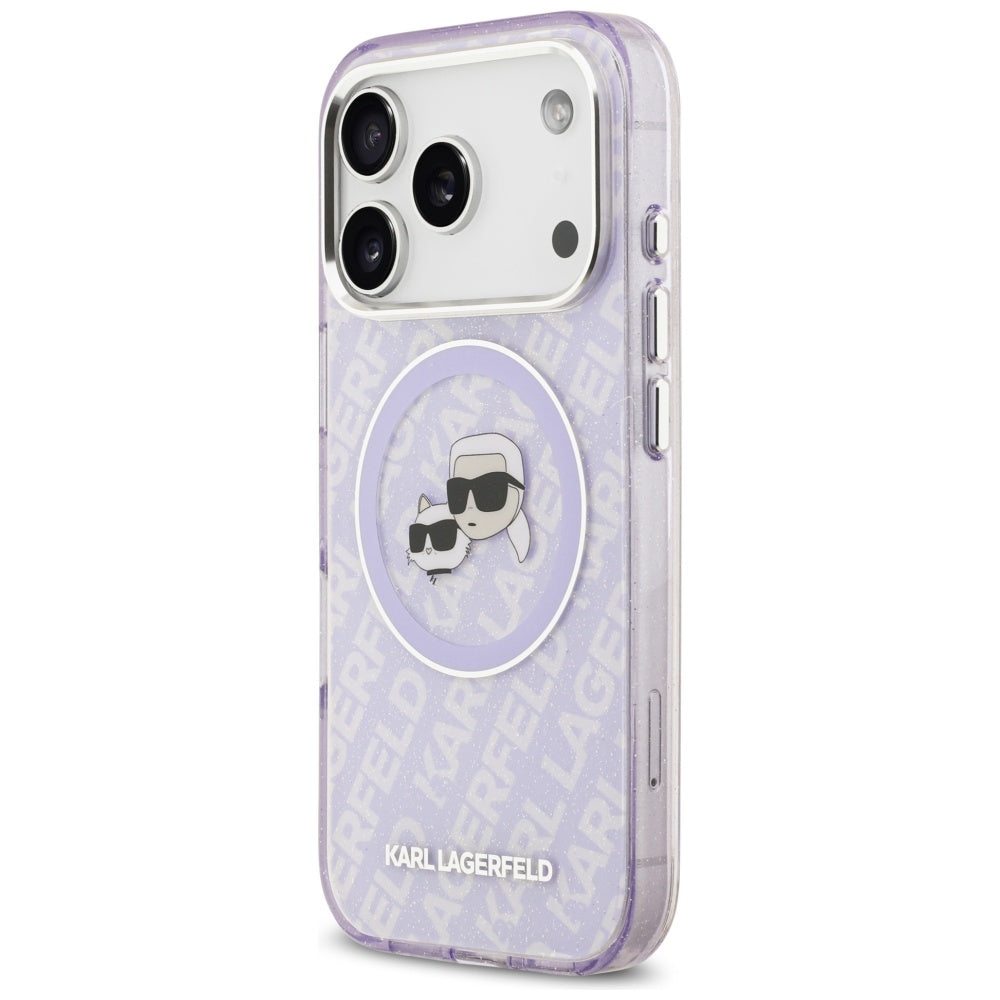 Karl Lagerfeld - IML Glitter K&C Heads Logo MagSafe (KLHMP17LHMKBKCHOU) - iPhone 17 Pro - Purple