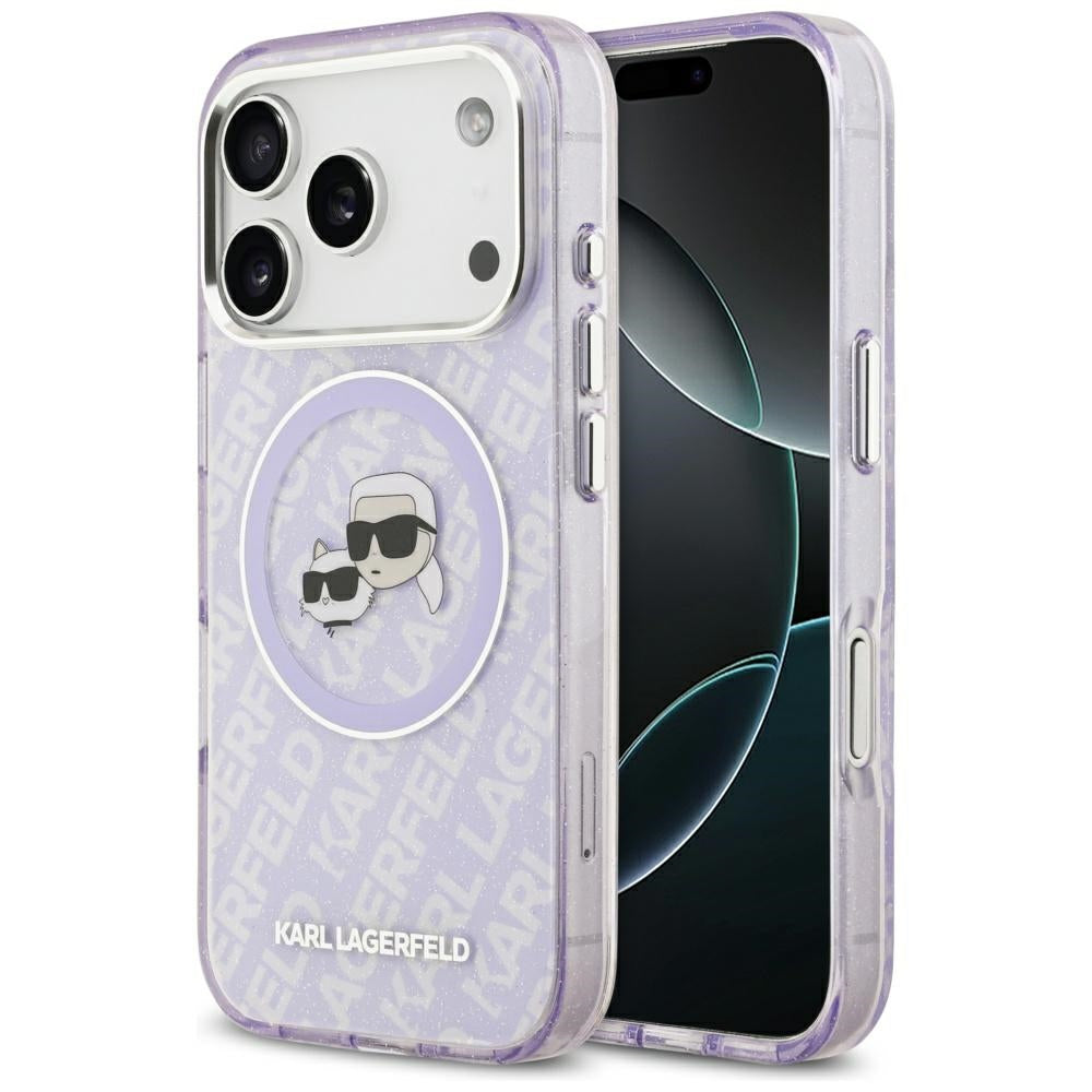 Karl Lagerfeld - IML Glitter K&C Heads Logo MagSafe (KLHMP17LHMKBKCHOU) - iPhone 17 Pro - Purple