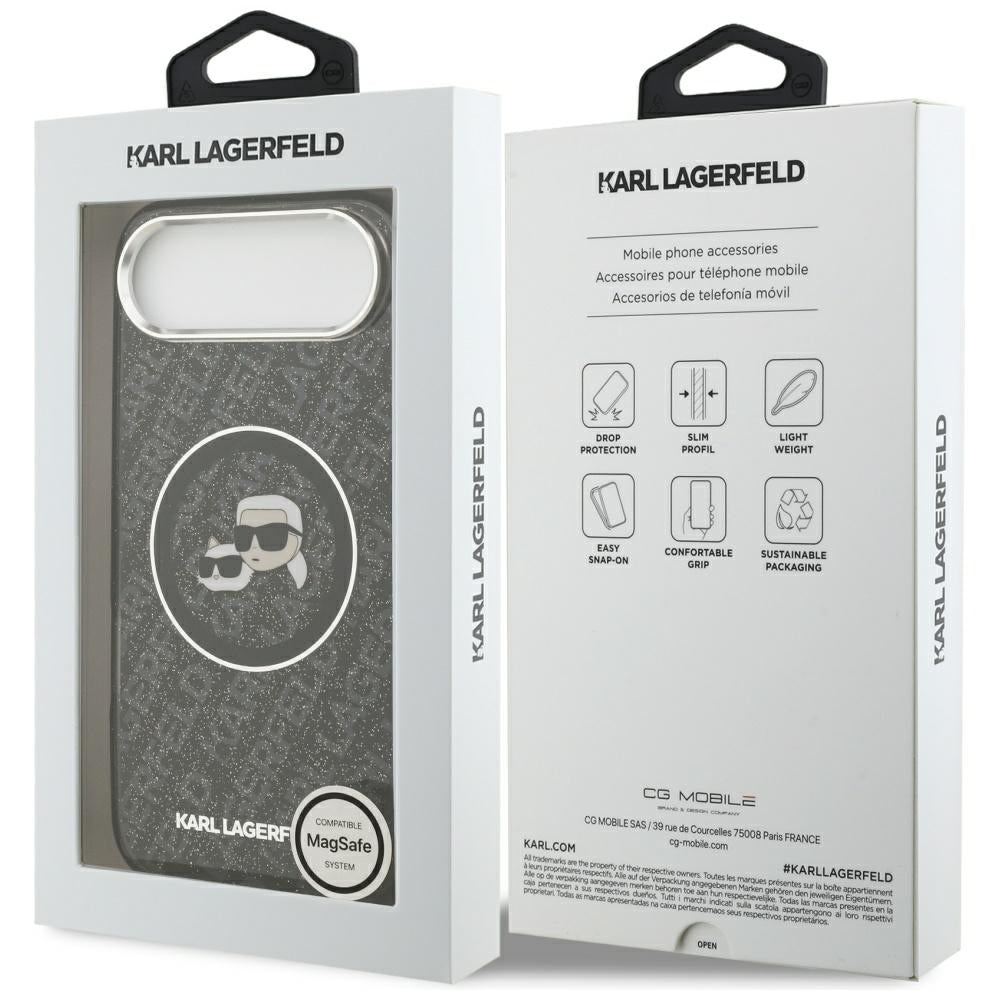 Karl Lagerfeld - IML Glitter K&C Heads Logo MagSafe (KLHMP17MHMKBKCHOK) - iPhone 17 Air - Black