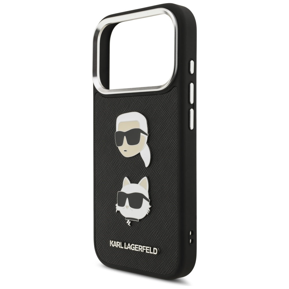 Karl Lagerfeld - Hardcase Grained K&C Heads Pins and Logo (KLHCP17LPSFDHPOK) - iPhone 17 Pro - Black