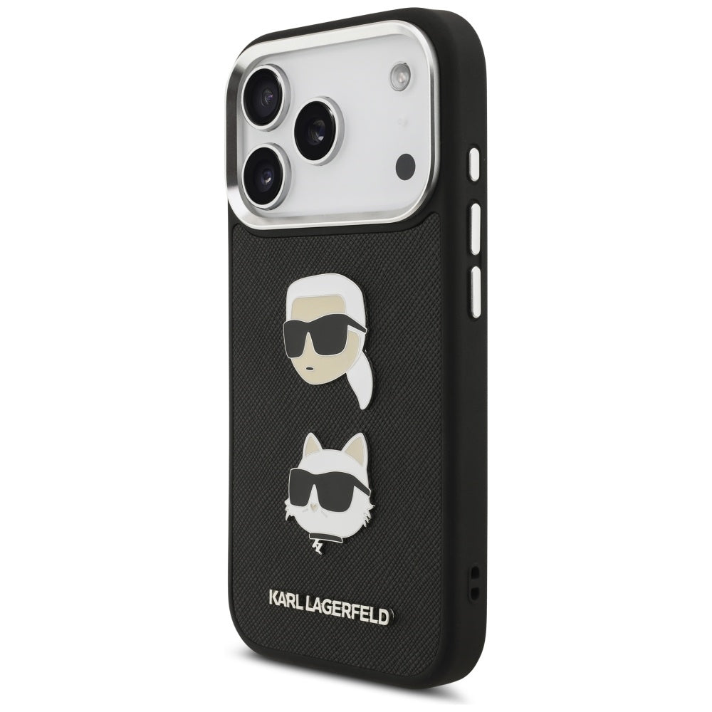 Karl Lagerfeld - Hardcase Grained K&C Heads Pins and Logo (KLHCP17LPSFDHPOK) - iPhone 17 Pro - Black