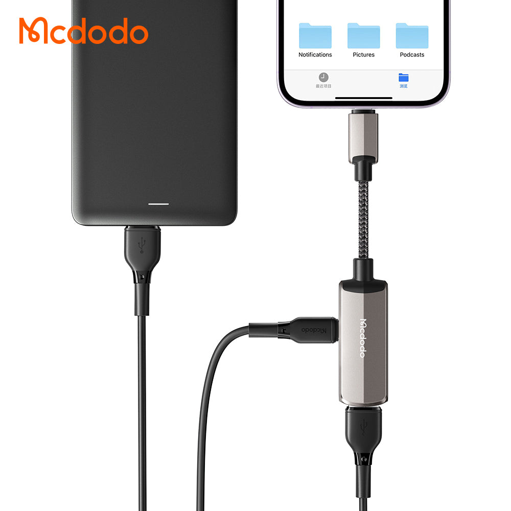 Mcdodo - OTG Adapter (CA-2690) - Lightning to USB, Lightning, Aluminum Alloy, Nylon, 2.4A - Dark Grey