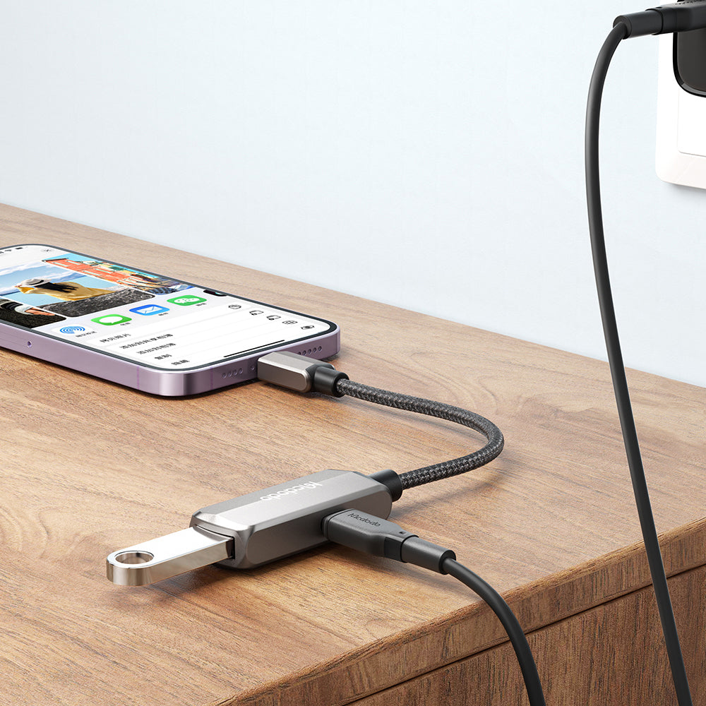 Mcdodo - OTG Adapter (CA-2690) - Lightning to USB, Lightning, Aluminum Alloy, Nylon, 2.4A - Dark Grey