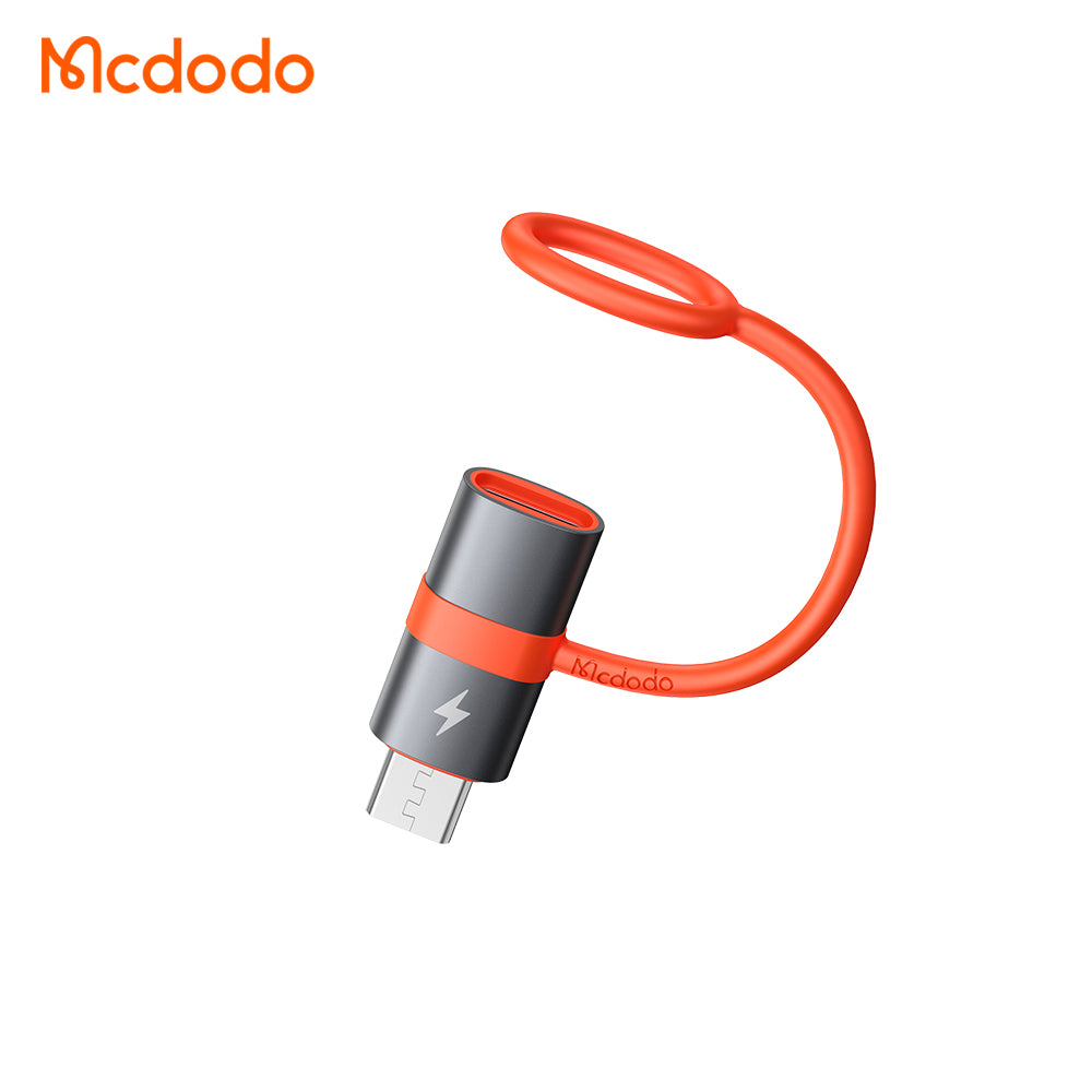 Mcdodo - Adapter (OT-3820) - with Silicone Hook, Aluminium Alloy, Type-C to Micro-USB, 3A, Portable Design, Plug&Play - Grey